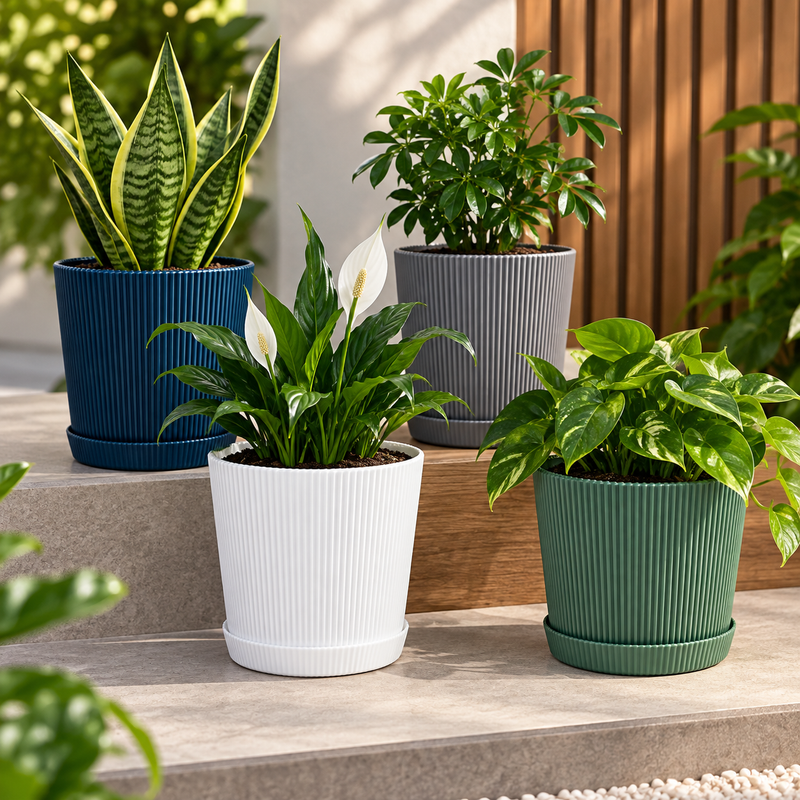 Kit Cachepôs Decorativos Nórdicos com Bandeja – 1, 3 ou 5 Peças