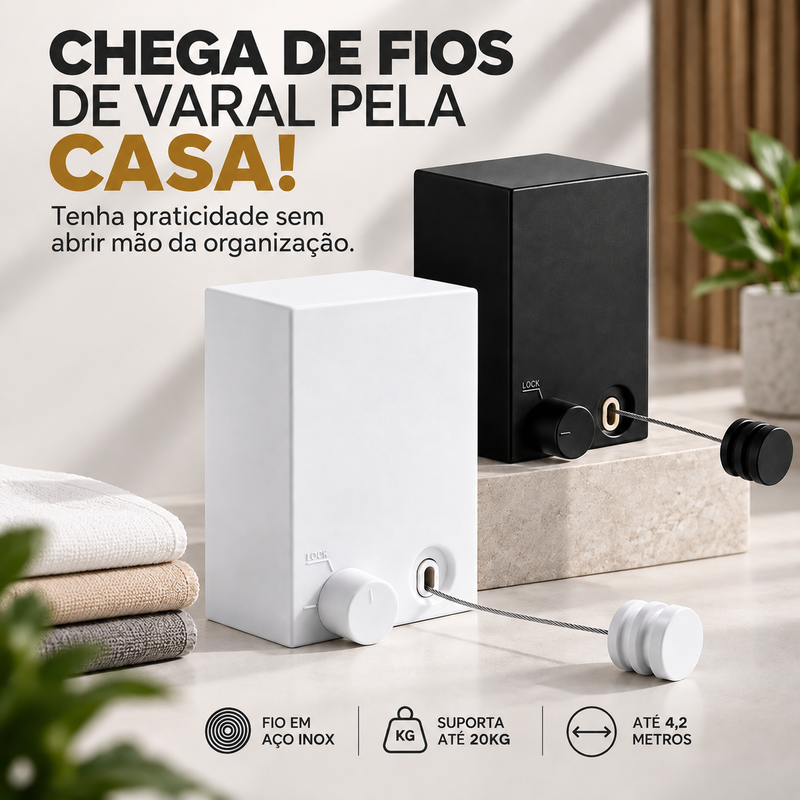 🧺 Varal Retrátil Inteligente — Mais Espaço, Menos Bagunça!