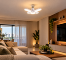 Lâmpada LED dobrável em forma de ventilador.
