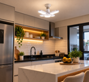 Lâmpada LED dobrável em forma de ventilador.