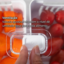 Organizador de Geladeira 5L com 3 Cestos Ou Natural Tampa Porta Frutas Legumes Vegetais Clear Fresh