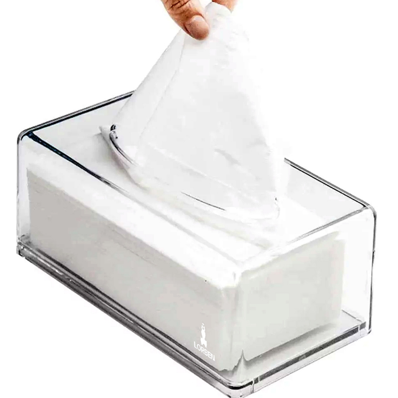 Porta Lenços Máscara Papel Interfolha Caixa Acrílico Cristal Transparente Lorben