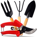 Kit Jardinagem Conjunto 4 Peças 25cm Ferramentas de Jardim GRANDE De Aço Cabo De Madeira