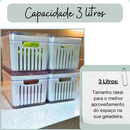 Kit 1,2 e 4 Organizador de Geladeira 3,8 Litros Cesto ou 2,8 Com Tampa Multiuso Alimento Verdura e Vegetal