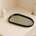BANDEJA ORGANICA ESPELHADA DECORATIVA MULTIUSO BANHEIRO LAVABO SALA PRETO DOURADO