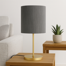 Abajur de Mesa Decorativo Cilíndrico Cúpula Tecido E27 Bivolt