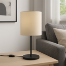 Abajur de Mesa Decorativo Cilíndrico Cúpula Tecido E27 Bivolt