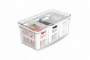 Organizador de Geladeira 5L com 3 Cestos Ou Natural Tampa Porta Frutas Legumes Vegetais Clear Fresh