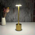 Luminária de Mesa Abajur Cabeceira Escrivaninha LED 3 em 1 Recarregável Tipo C Preto Cromado Dourado