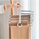 KIT 1/2/3/4 unidades Cabide Para Calças Organizador Aço Inox Multifuncional Retrátil 5 em 1