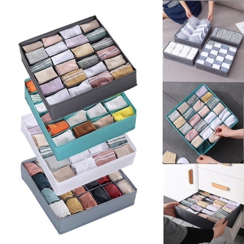 Organizador Gaveta 33X30X10 Com 24 Ou 12 Ou 6 Divisórias Dobrável Meias Intimas Universal Multiuso